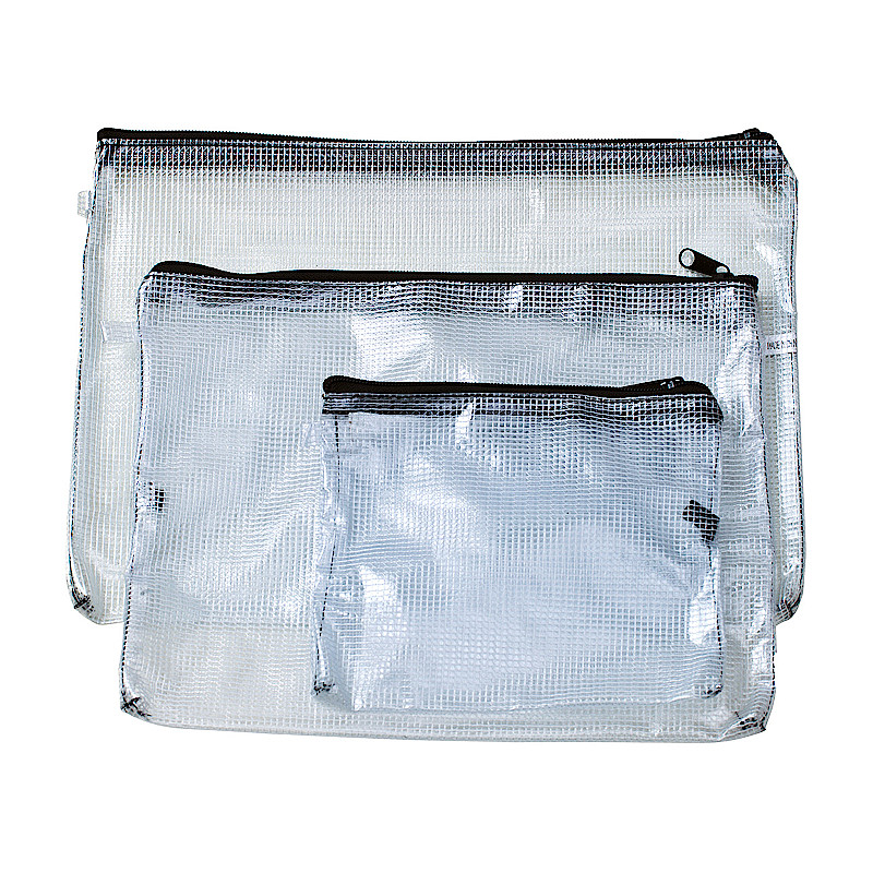 Mesh bag made of transparent PVCreinforced with mesh fabric