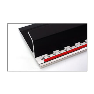 Robust cutting ruler with combined handle and finger protection, Ref. 690<br>Solid, black anodised aluminum<br>Non-slip foam rubber<br>Lengths 50/70/100 cm