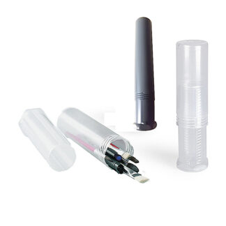 TwistPack tubes<br>made of transparent PP or anthracite-colored PE<br>in 7 sizes